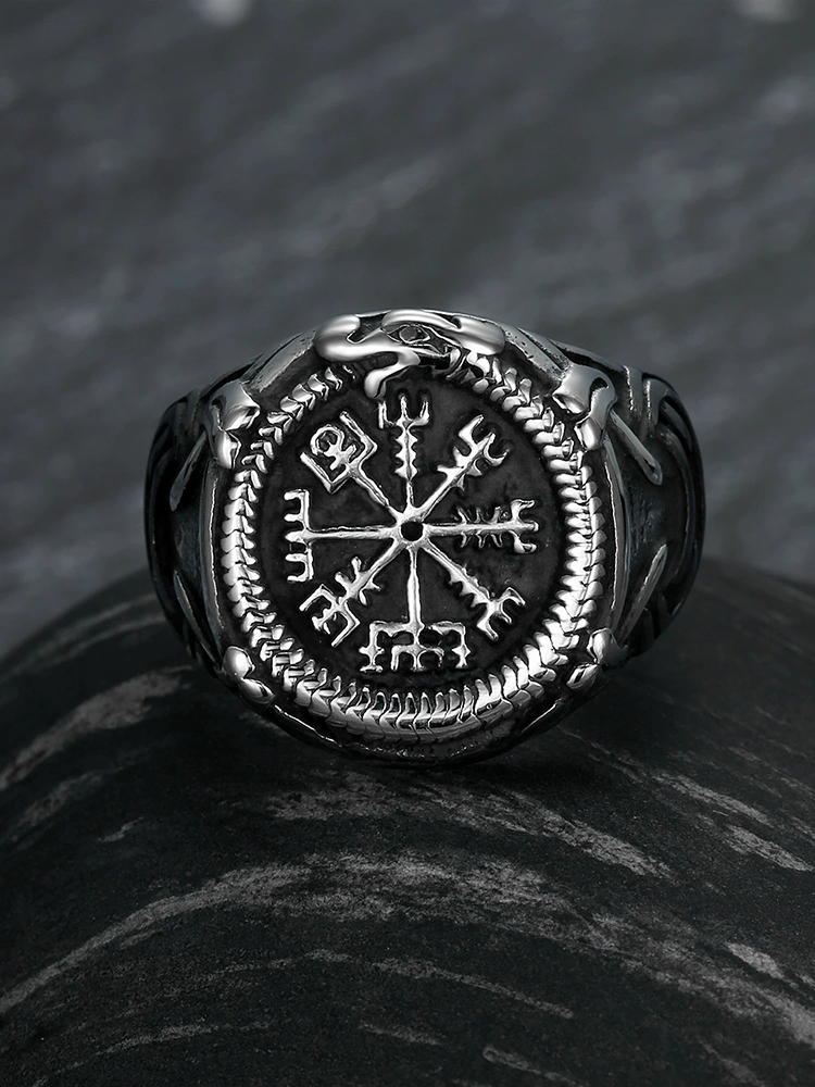 Men's Vintage Viking Mythology Rune Titanium Steel Ring