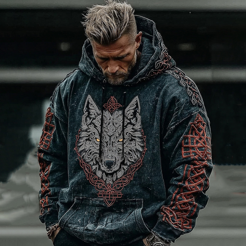 Viking Style Wolf Rune Digital 3d Print Casual Hoodie