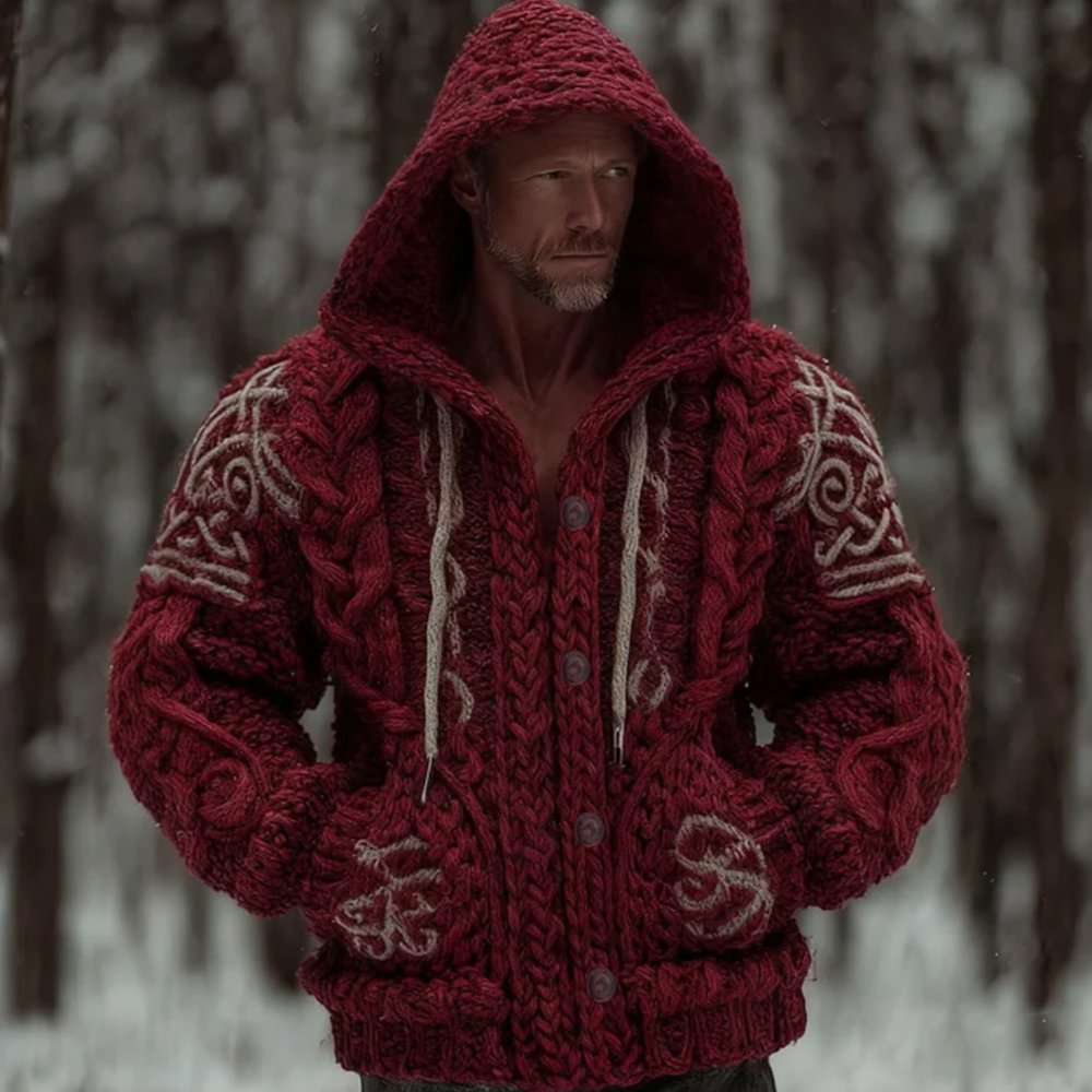 Men's Christmas Celtic Knot Brushed Hooded Sweater