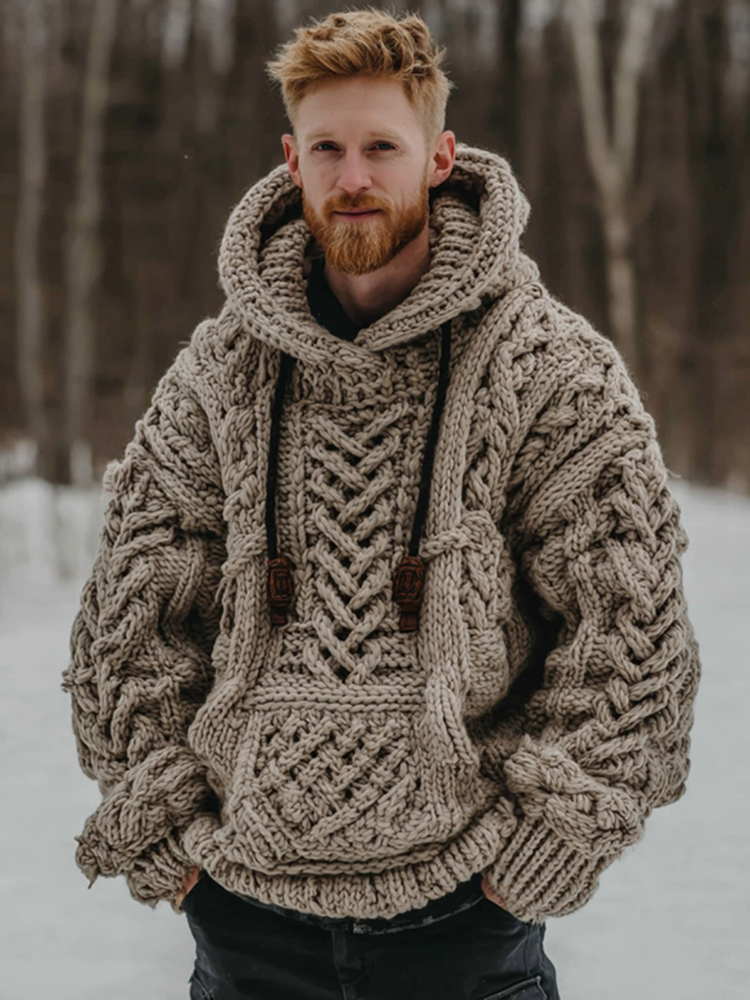 Men's Viking Celtic Knot Geometry Cozy Casual Hooded Sweater