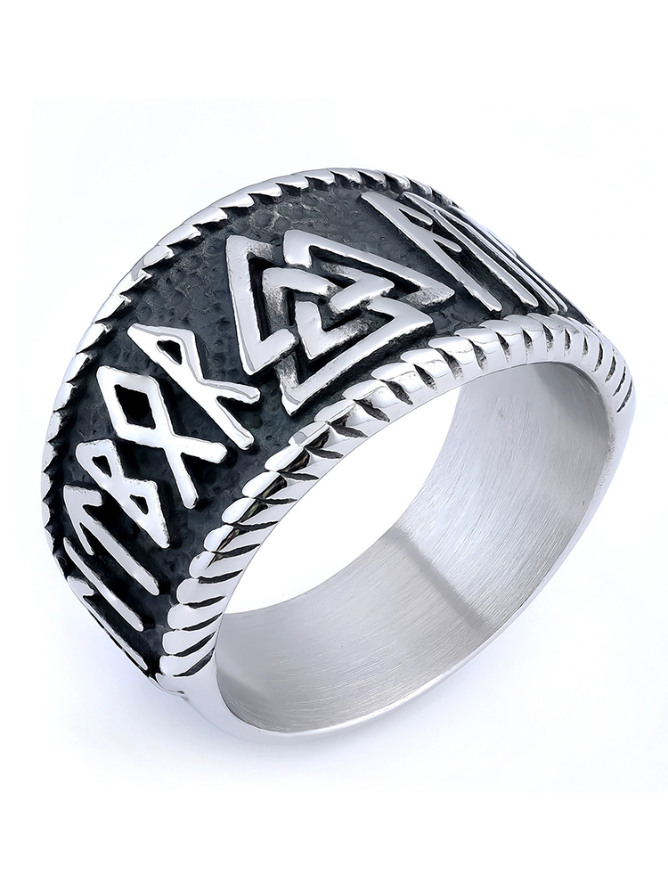 Men's Vintage Nordic Mythology Viking Odin Symbol Titanium Steel Ring