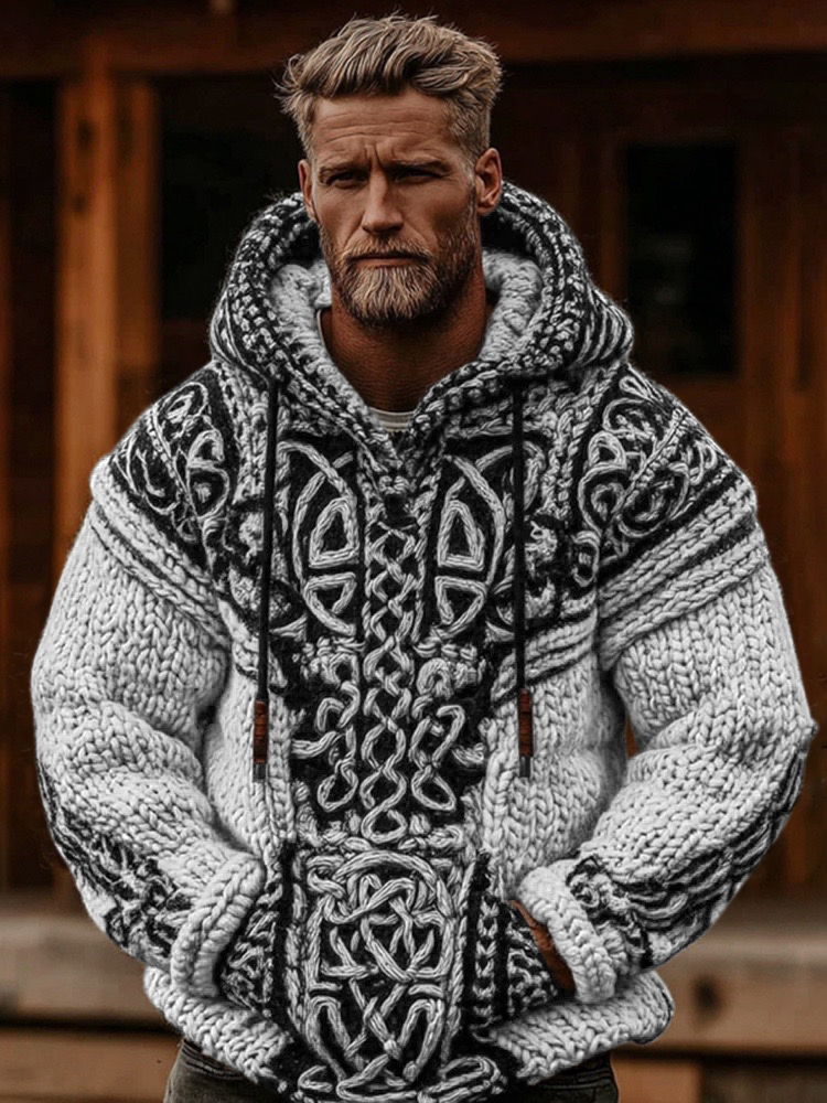 Men's Viking Celtic Knot Cozy Casual Hooded Sweater