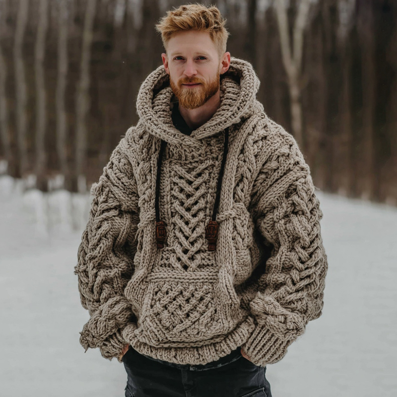 Men's Viking Celtic Knot Geometry Cozy Casual Hooded Sweater