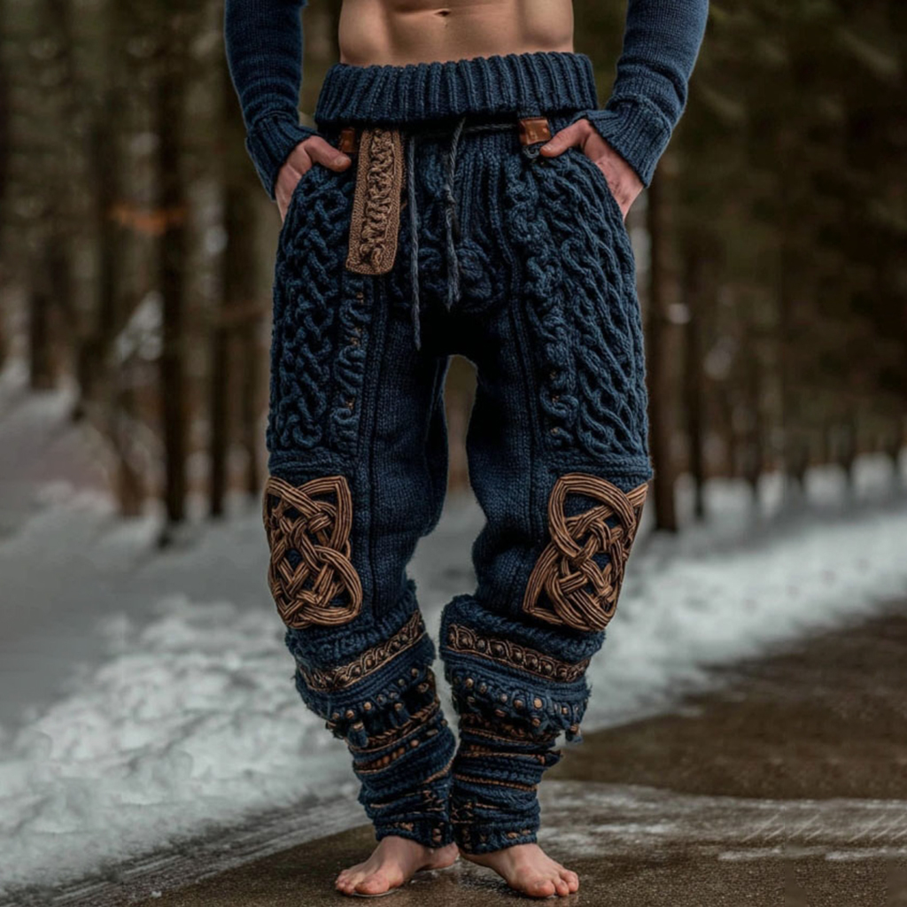 Men's Viking Celtic Pattern Art Cozy Knit Pants