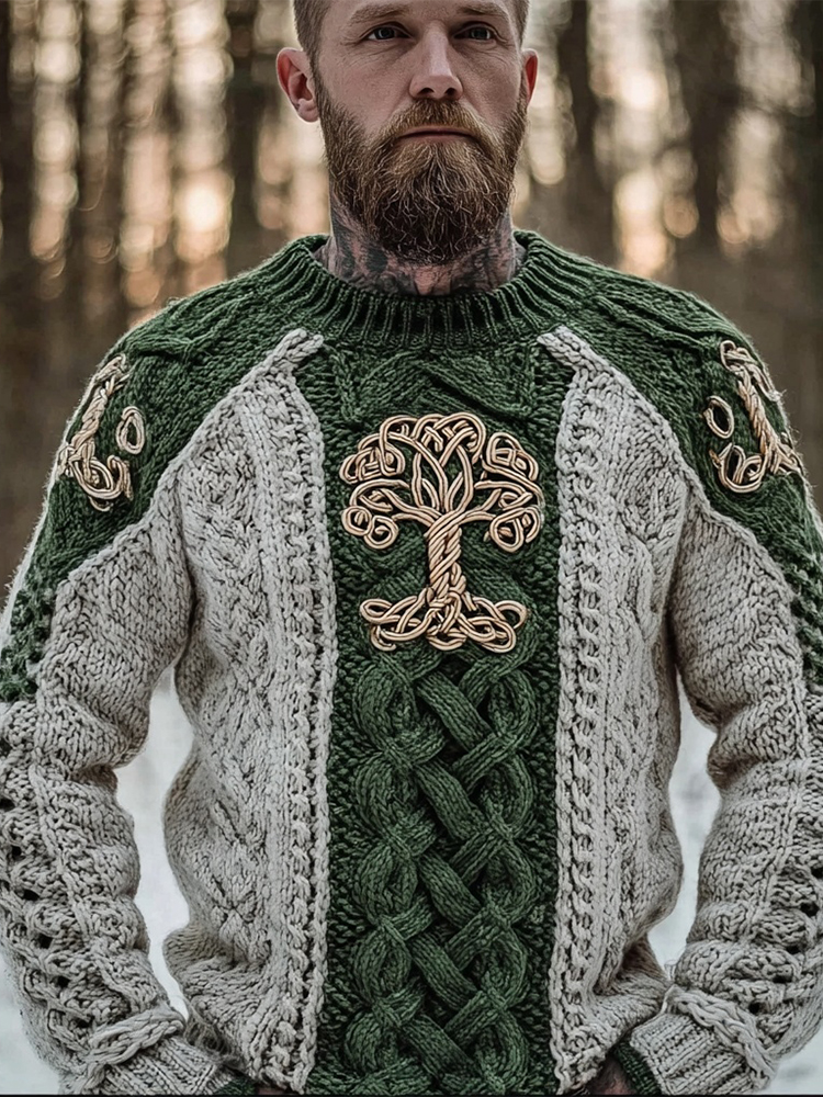 Men's Viking Tree Of Life Celtic Knot Knit Cozy Sweater