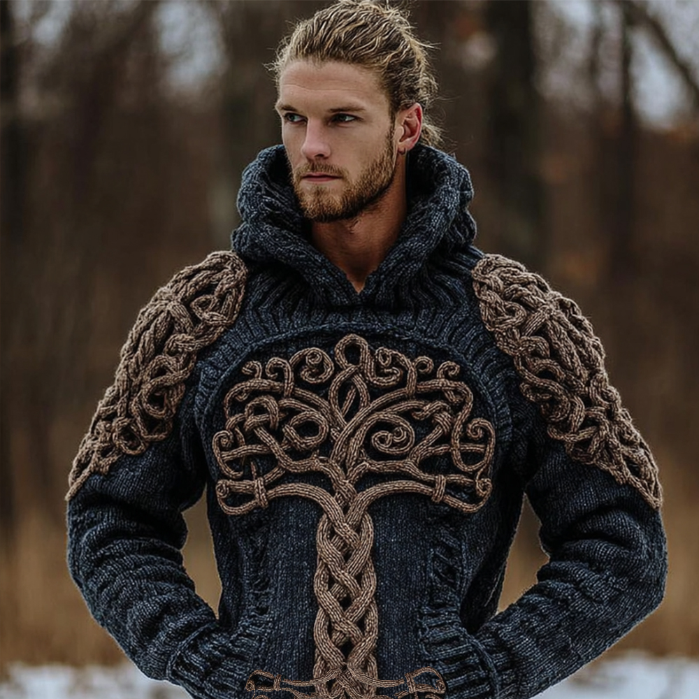 Men's Viking Tree Of Life Vintage Hooded Sweater