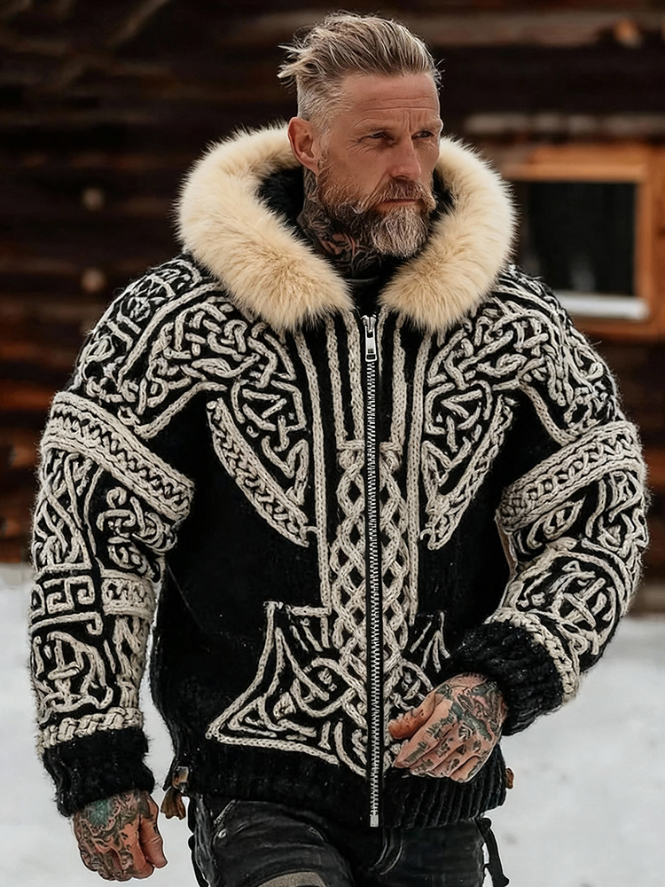 Men's Viking Celtic Knot Cozy Zipper Hooded Sweater