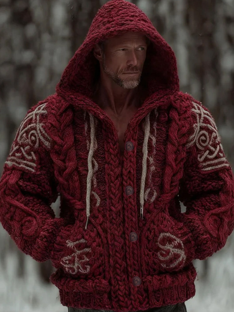 Men's Christmas Celtic Knot Brushed Hooded Sweater