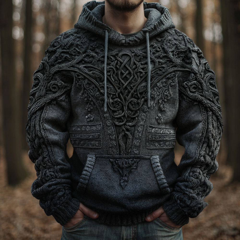 Men's Viking-style Celtic Knot Hooded Sweater