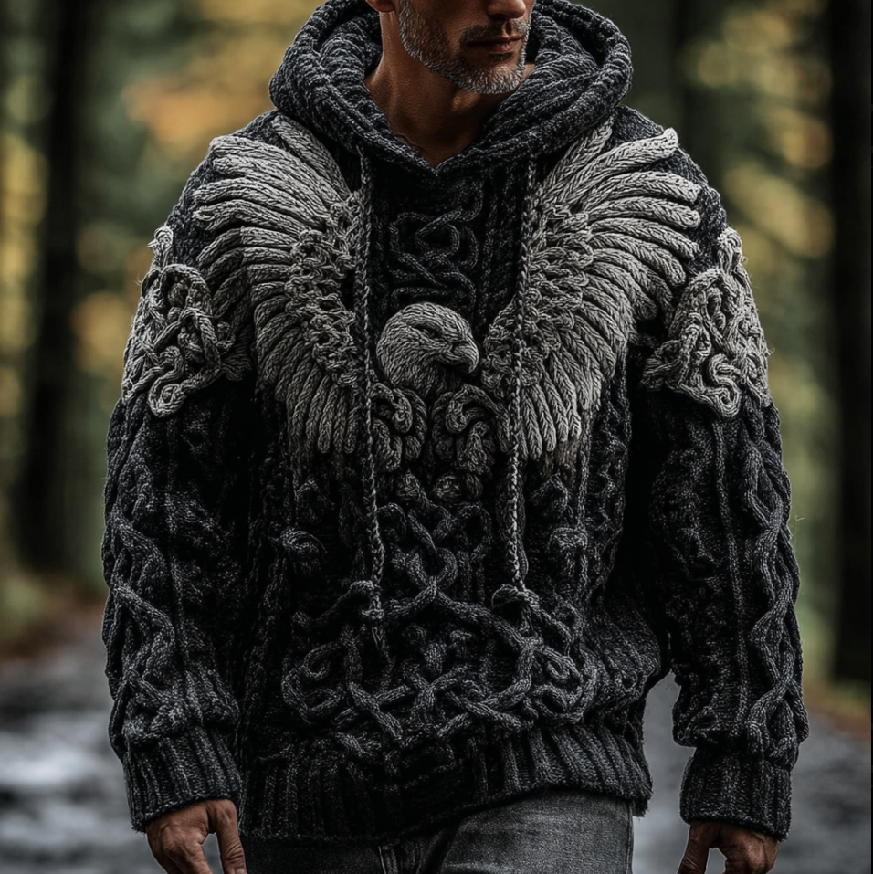 Men's Viking-style Winter Warm Hooded Knitted Sweater