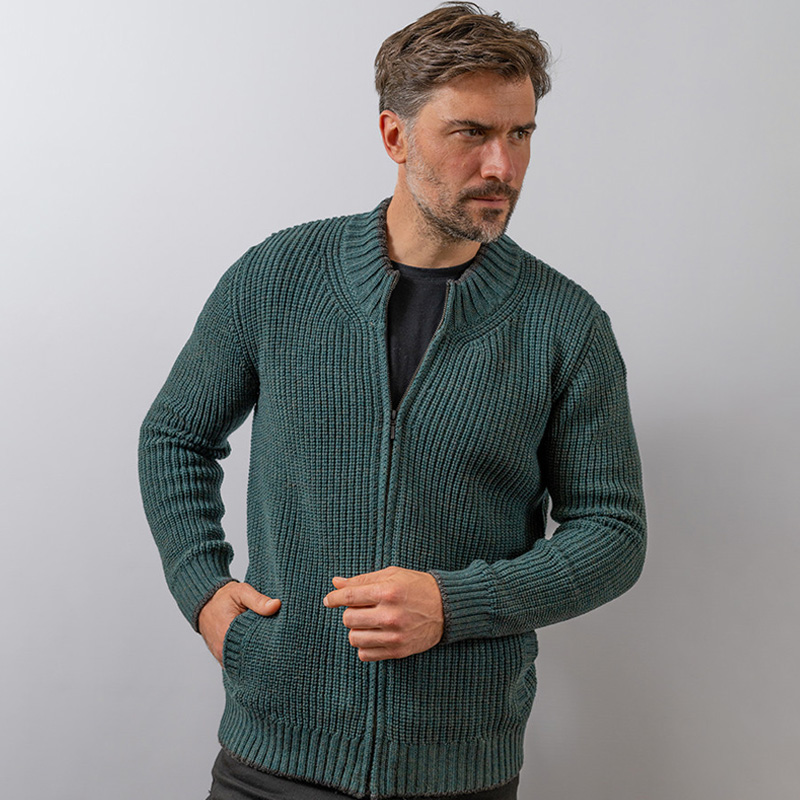 Men's Merino Wool Ri?bbed Cardigan