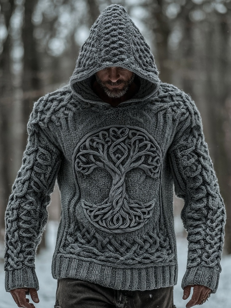 Men's Viking Tree Of Life Celtic Cozy Hooded Sweater