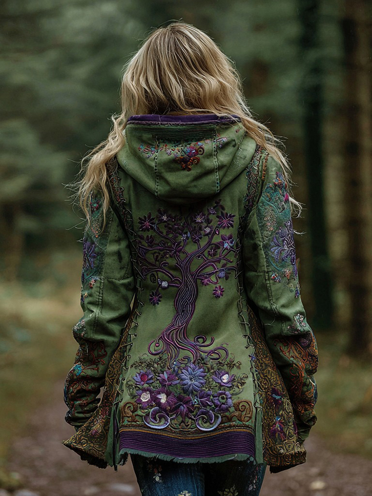 Women's Viking Tree Of Life Cozy Warm Zip-up Cardigan