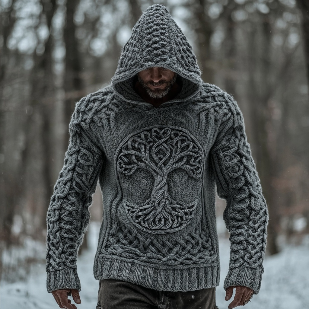 Men's Viking Tree Of Life Celtic Cozy Hooded Sweater