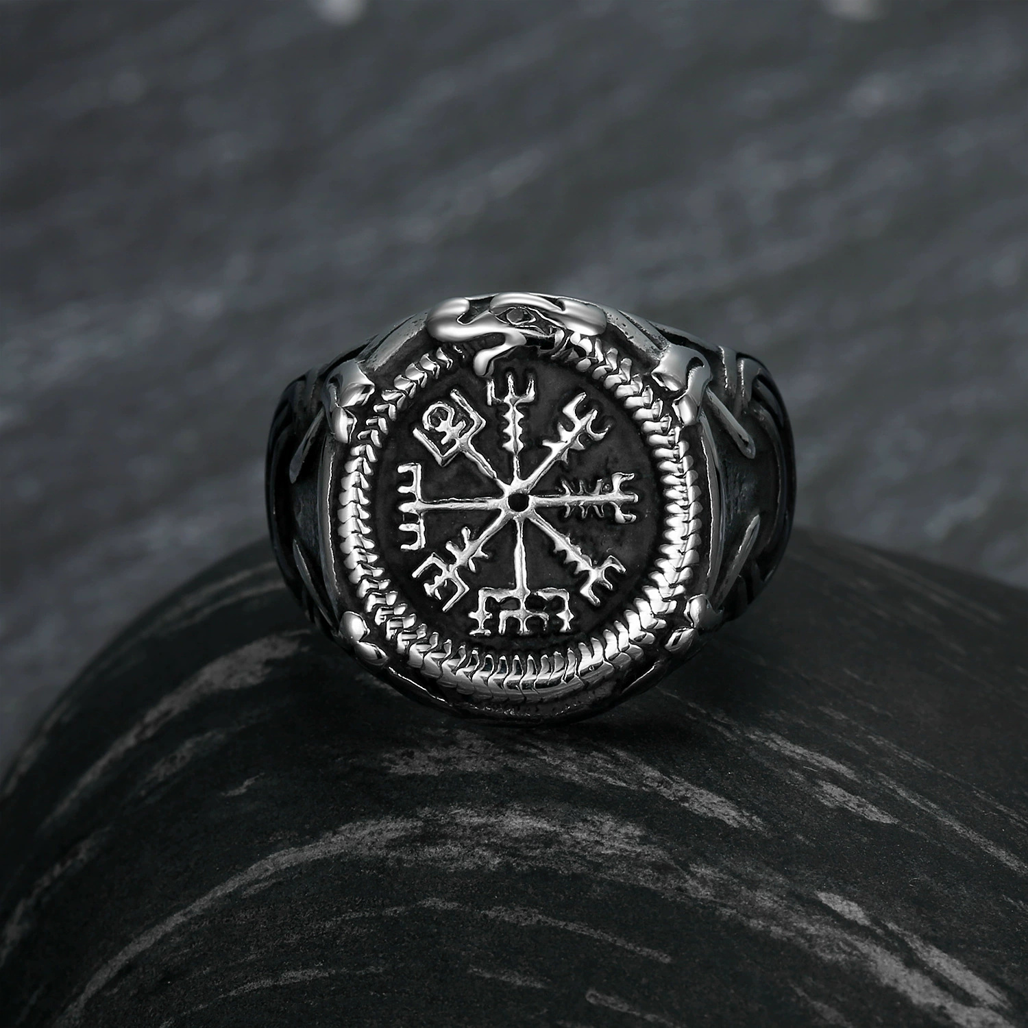 Men's Vintage Viking Mythology Rune Titanium Steel Ring