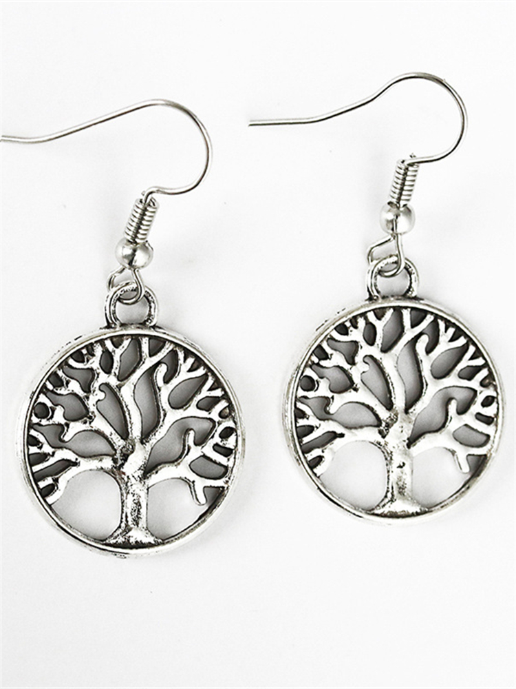 Vintage Viking Tree Of Life Hollow Carved Earrings