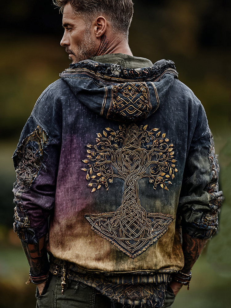 Men's Viking Inspired Tree Of Life With Celtic Knot Art Hoodie