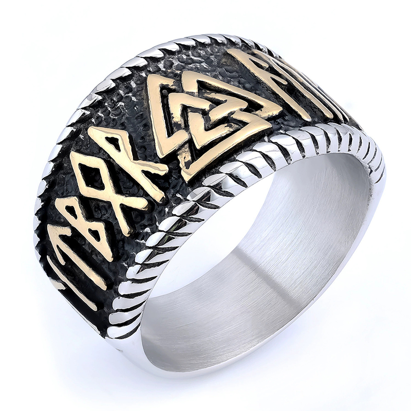 Men's Vintage Nordic Mythology Viking Odin Symbol Titanium Steel Ring