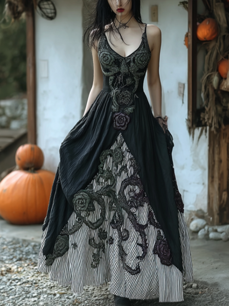 Women's Dark Gothic Style Retro Cotton And Linen Dress