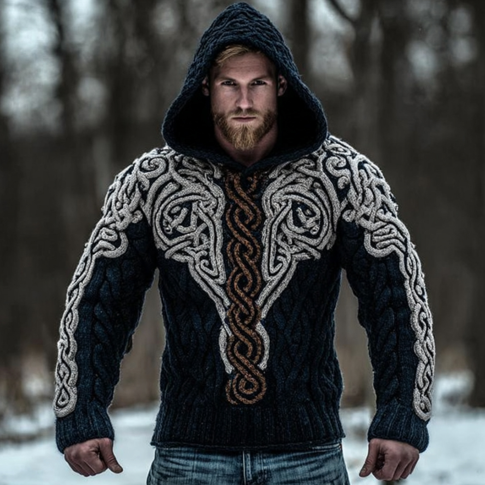 Men's Viking-inspired Warm Hooded Sweater
