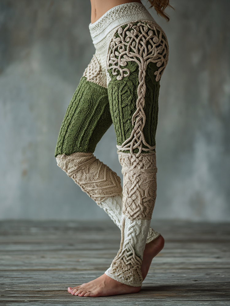Women's Viking Tree Of Life Pattern Cozy Casual Leggings