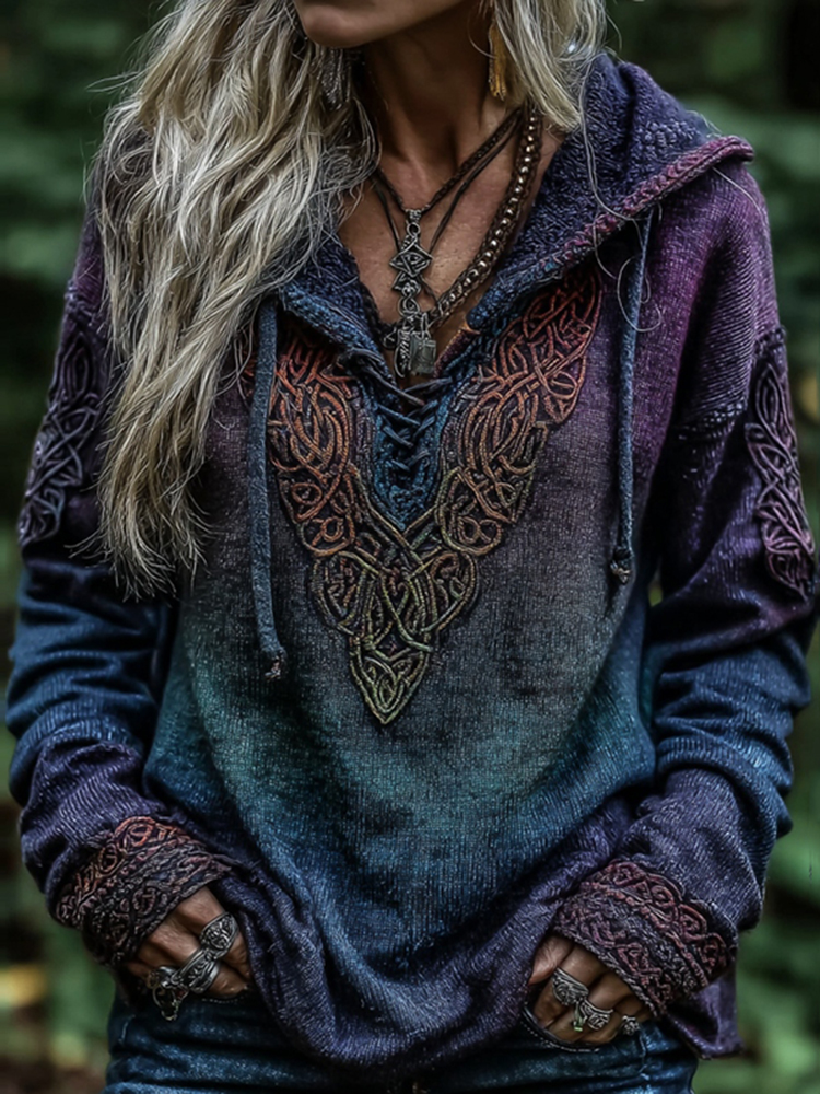 Women's Viking Celtic Knot Art Gradient Comfort Hoodie