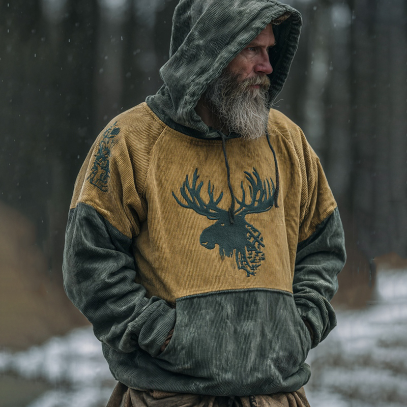 Nordic Viking Inspired Deer Retro Casual Long-sleeve Hoodie
