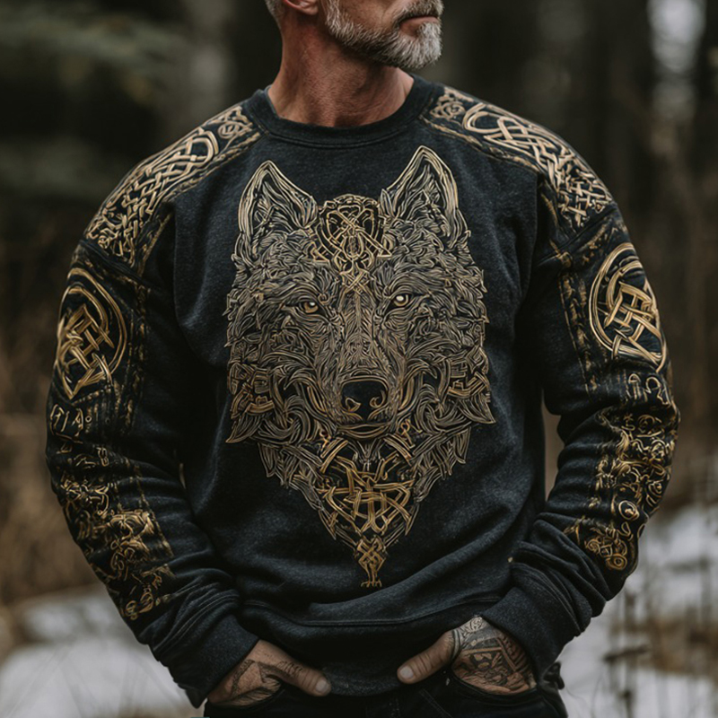 Men's Viking Wolf Celtic Knot Art Print Casual Sweatshirt