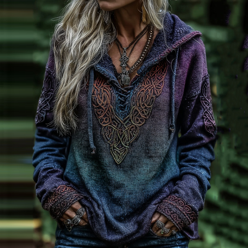 Women's Viking Celtic Knot Art Gradient Comfort Hoodie