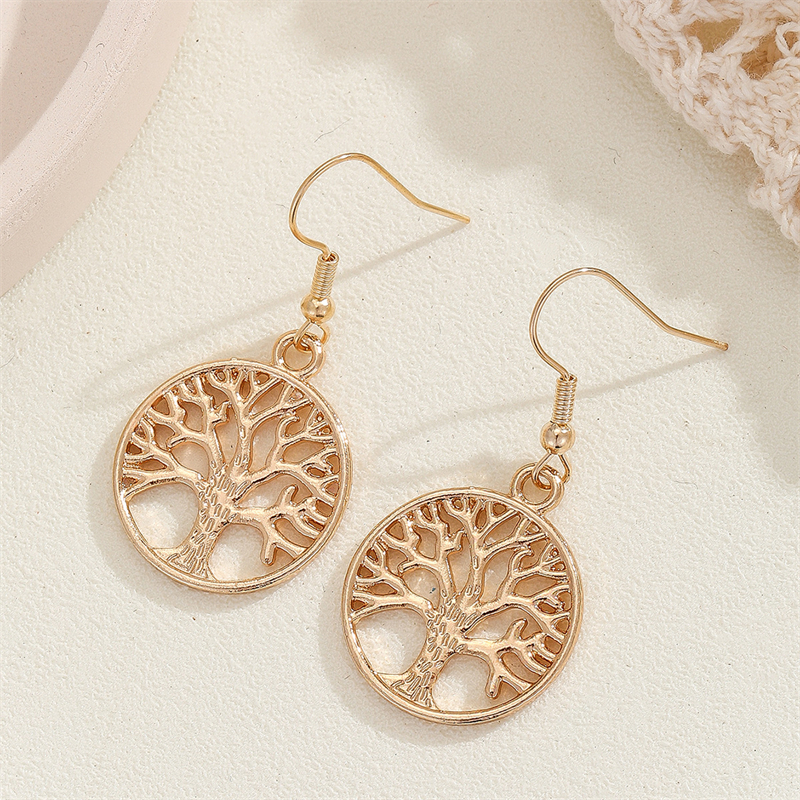 Vintage Viking Tree Of Life Hollow Carved Earrings