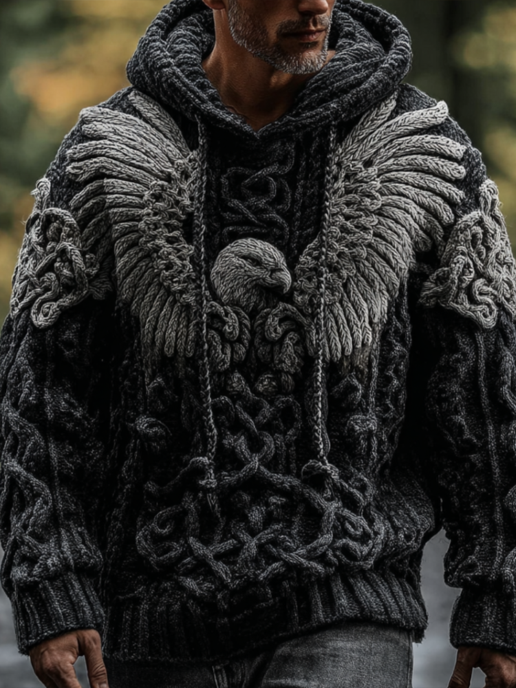 Men's Viking-style Winter Warm Hooded Knitted Sweater