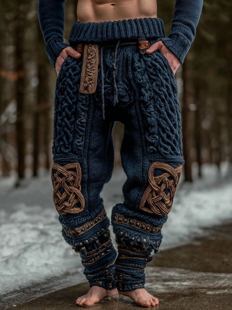 Men's Viking Celtic Pattern Art Cozy Knit Pants