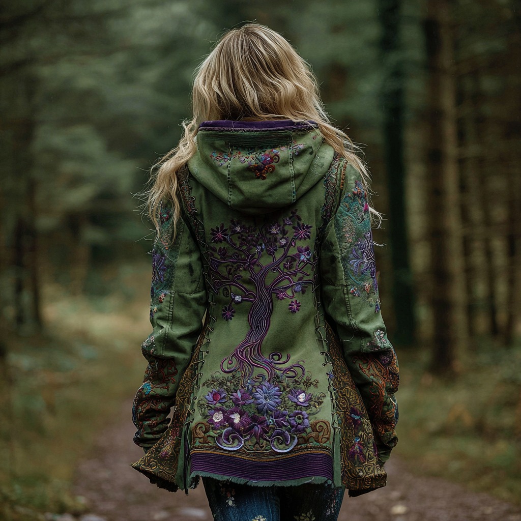 Women's Viking Tree Of Life Cozy Warm Zip-up Cardigan