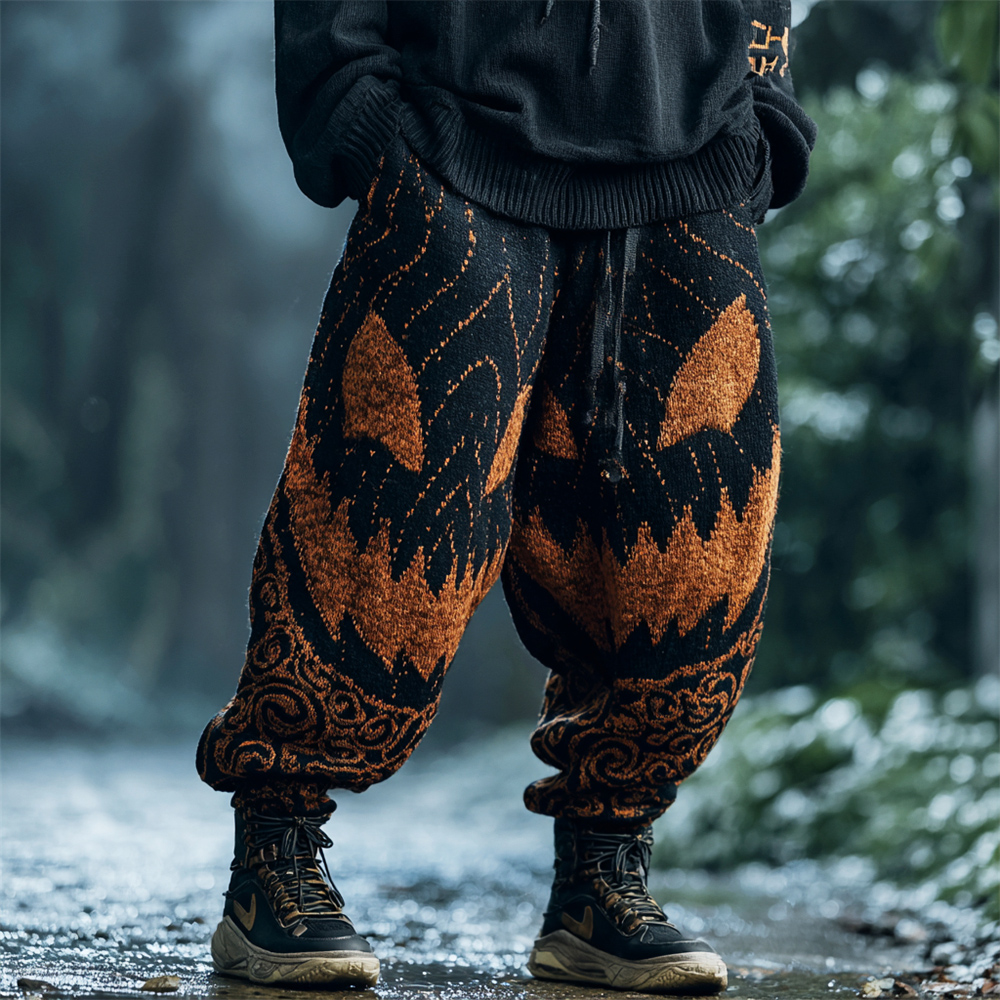 Halloween Pumpkin Emoji Men's Casual Pants