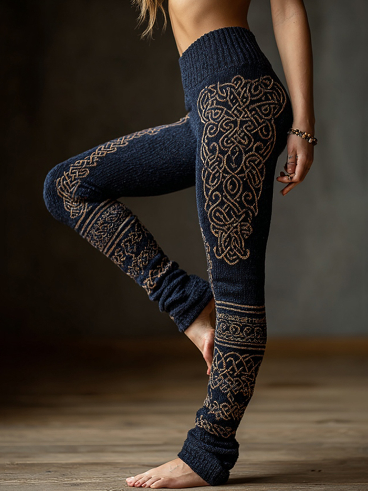 Vintage Viking Celtic Pattern Art Casual Leggings