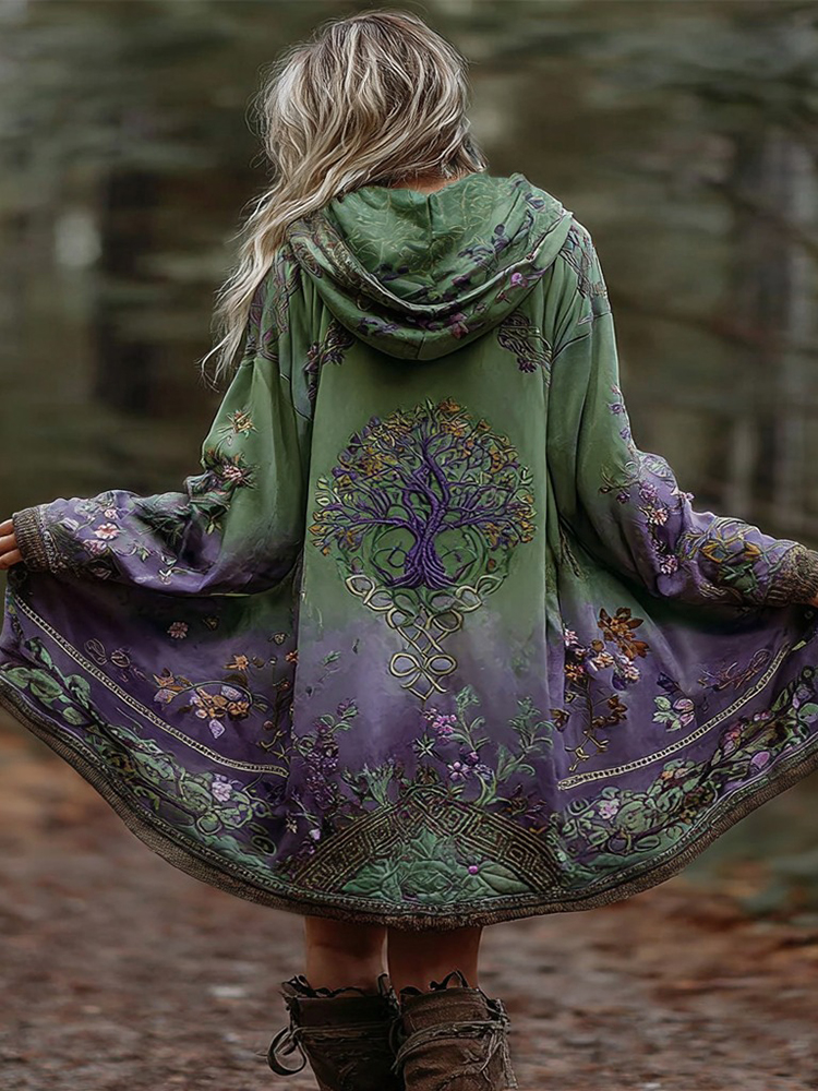 Women's Viking Tree Of Life Cozy Warm Cardigan Jacket