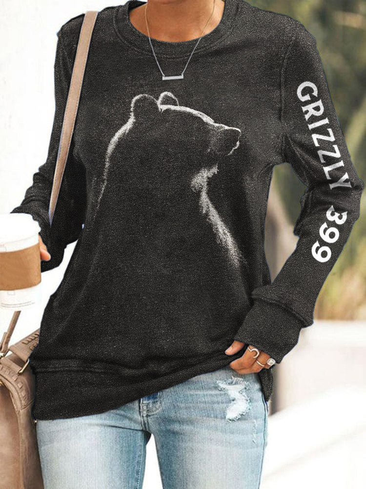 Western Bear 399 Animal Silhouette Women's Long Sleeve T-Shirt