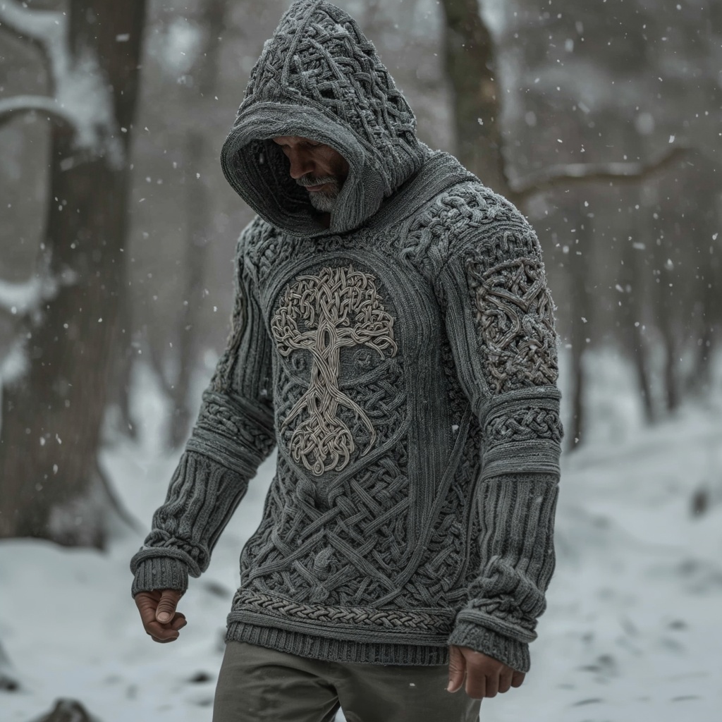 Men's Viking Tree Of Life Celtic Cozy Hooded Sweater
