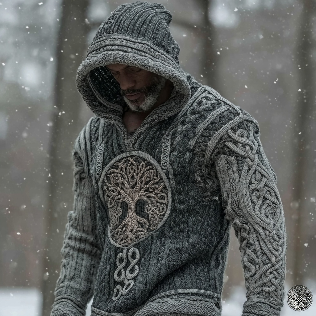 Men's Tree Of Life Viking Celtic Chunky Hooded Sweater