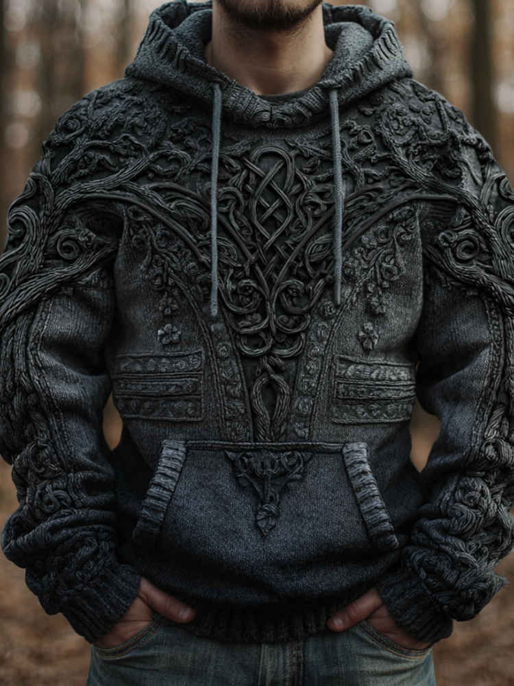 Men's Viking-style Celtic Knot Hooded Sweater