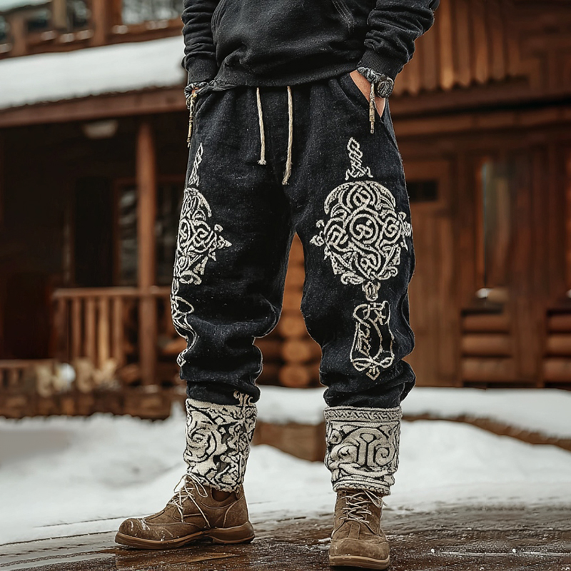 Men's Viking Tribal Celtic Geometry Pattern Art Knit Sweatpants