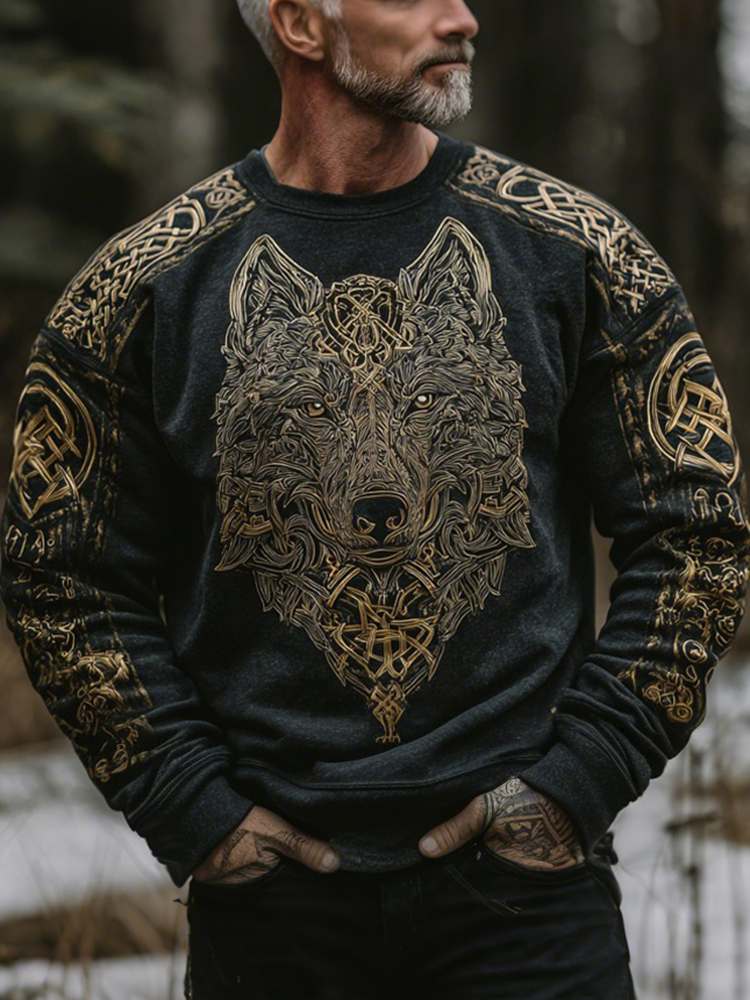 Men's Viking Wolf Celtic Knot Art Print Casual Sweatshirt