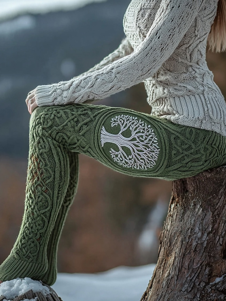 Vintage Viking Tree Of Life Celtic Knot Cozy Leggings