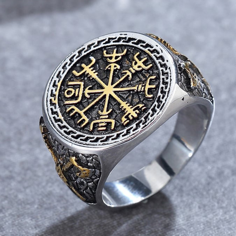 Men's Vintage Viking Rune Axe Totem Titanium Ring