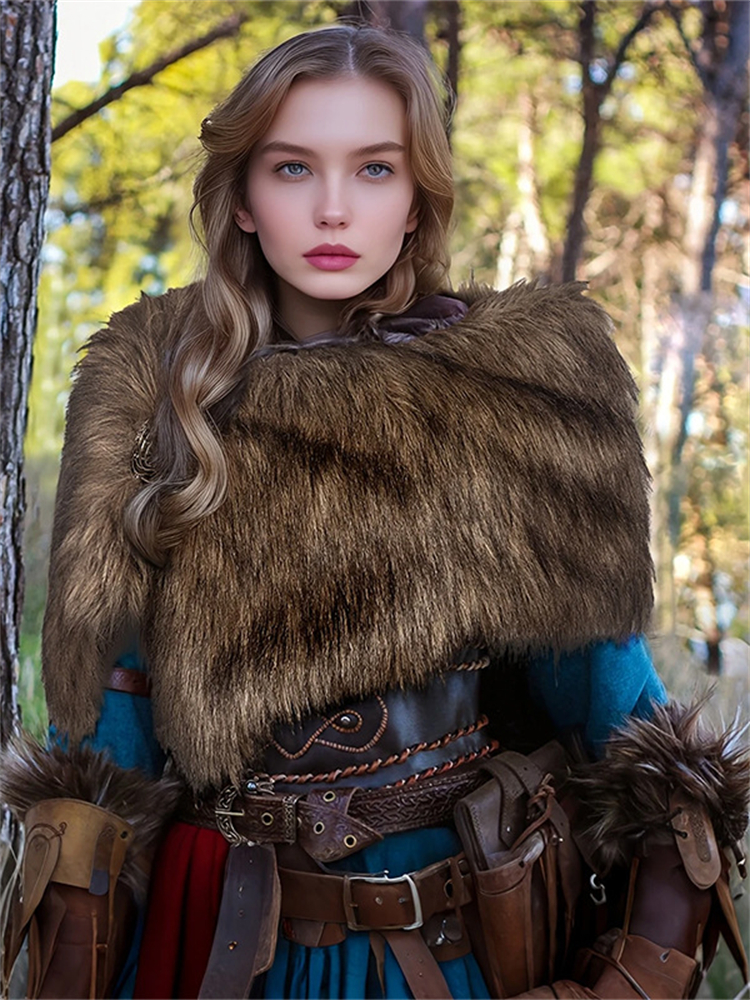 Vintage Viking Medieval Cozy Ecofriendly Fur Shawl