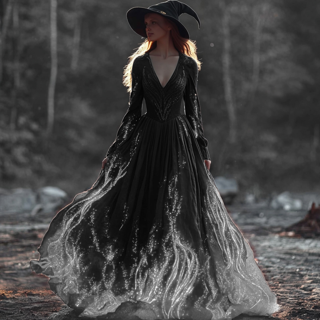 Halloween Witch You Couldn't Burn Flame Celtic Flowy Maxi Dress