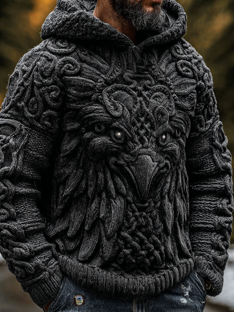 Men's Viking-style Winter Warm Hooded Knitted Sweater
