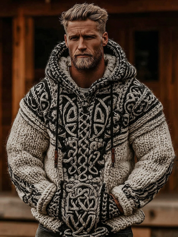 Men's Viking Celtic Knot Cozy Casual Hooded Sweater