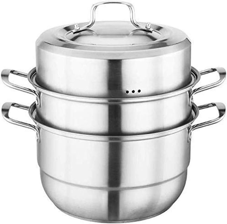 Food Grade Stainless Steel 3-Layer Steamer, Easy to Clean and Maintain, Suitable for All Induction Cookers(