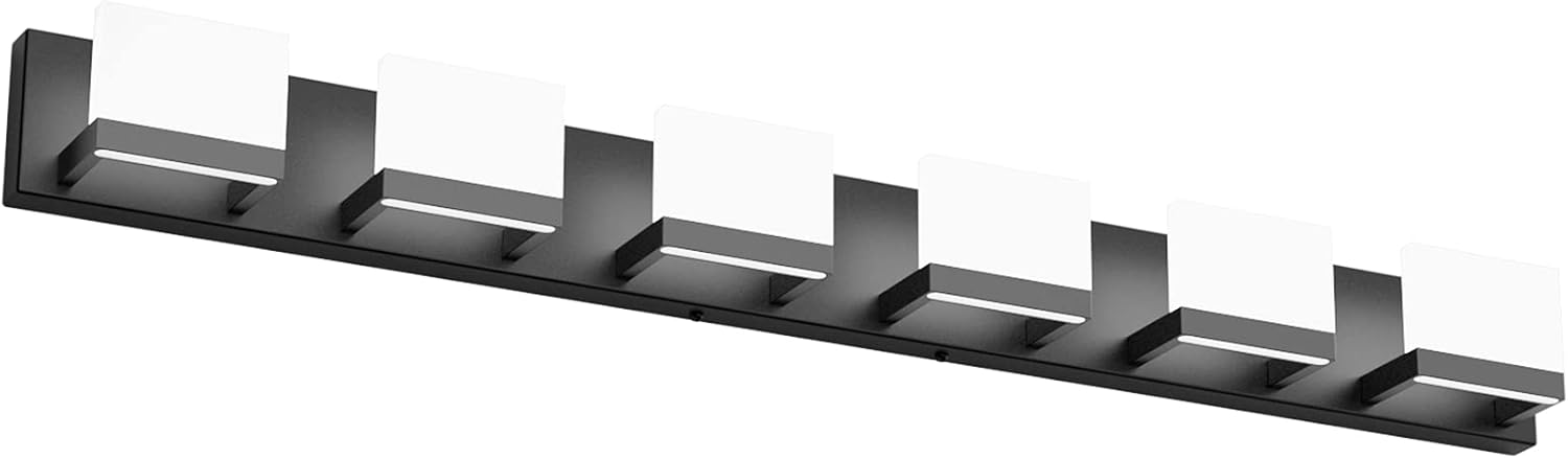 Tipace LED Modern Matte Black Bathroom Vanity Lights Over Mirror 6 Lights Up and Down Black Bathroom Vanity Light Fixtures 6000K